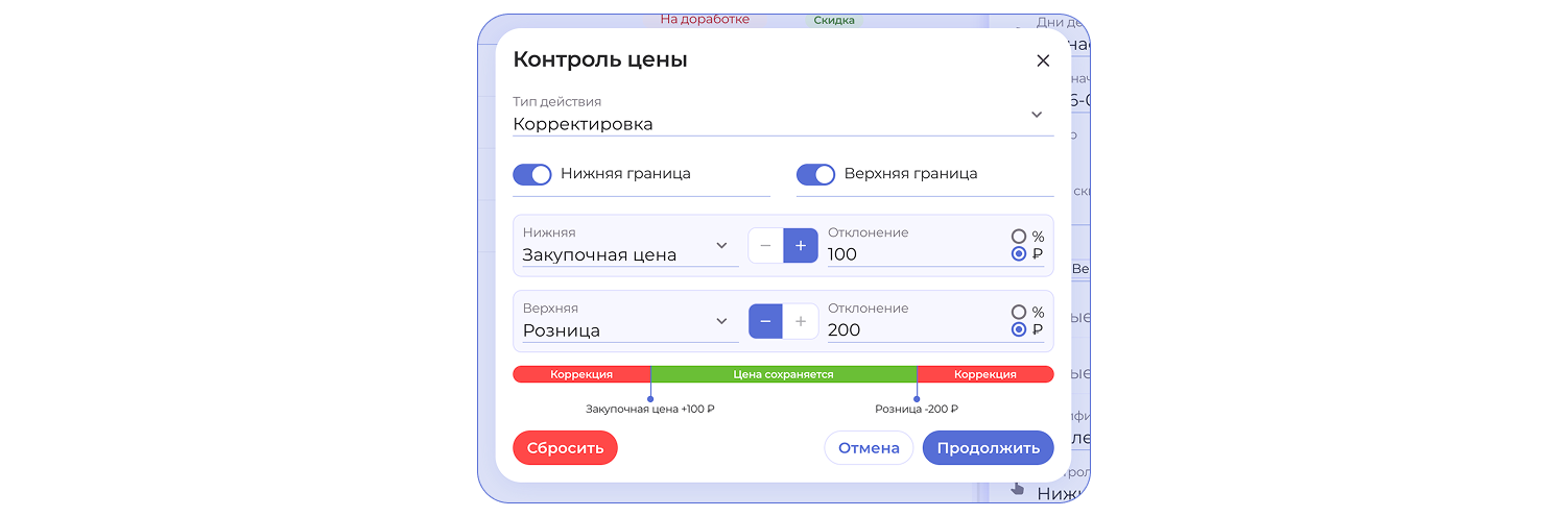 Контроль пределов цены в Pretium
